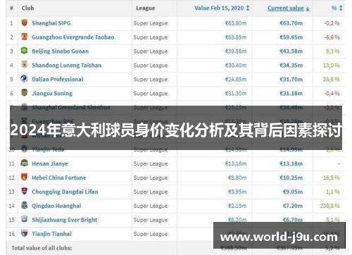 2024年意大利球员身价变化分析及其背后因素探讨